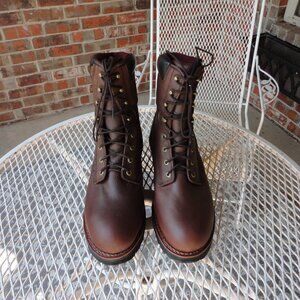 CHIPPEWA Men's Brown Leather Lace Up Steel Toe Waterproof Logger Boots Size 12